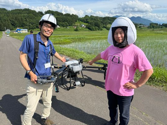 長野県飯山市にて無人田植え機デモンストレーション　～大阪　寝屋川　お米屋さん～
